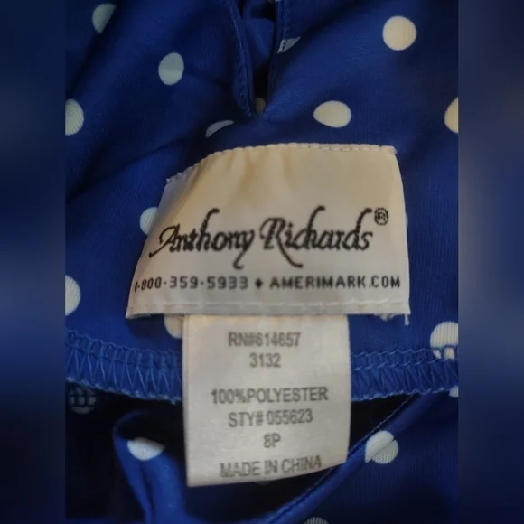 Anthony Richards women's size 8 petite blue with polka dot dress - Picture 8 of 8